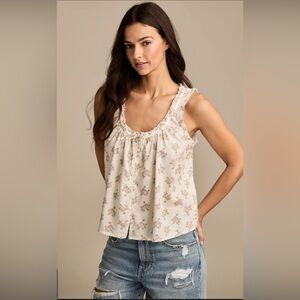 Lucky Brand Floral Pleated Shell Tank